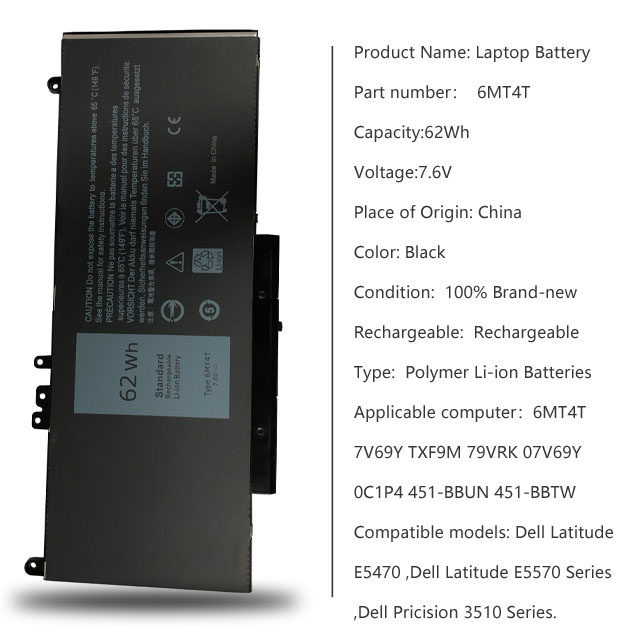 6MT4T 62Wh OEM factory Dell laptop battery Battery for Dell Latitude E5470 E5570 Precision 3510 0HK6DV 079VRK TXF9M 0TXF9M Laptop