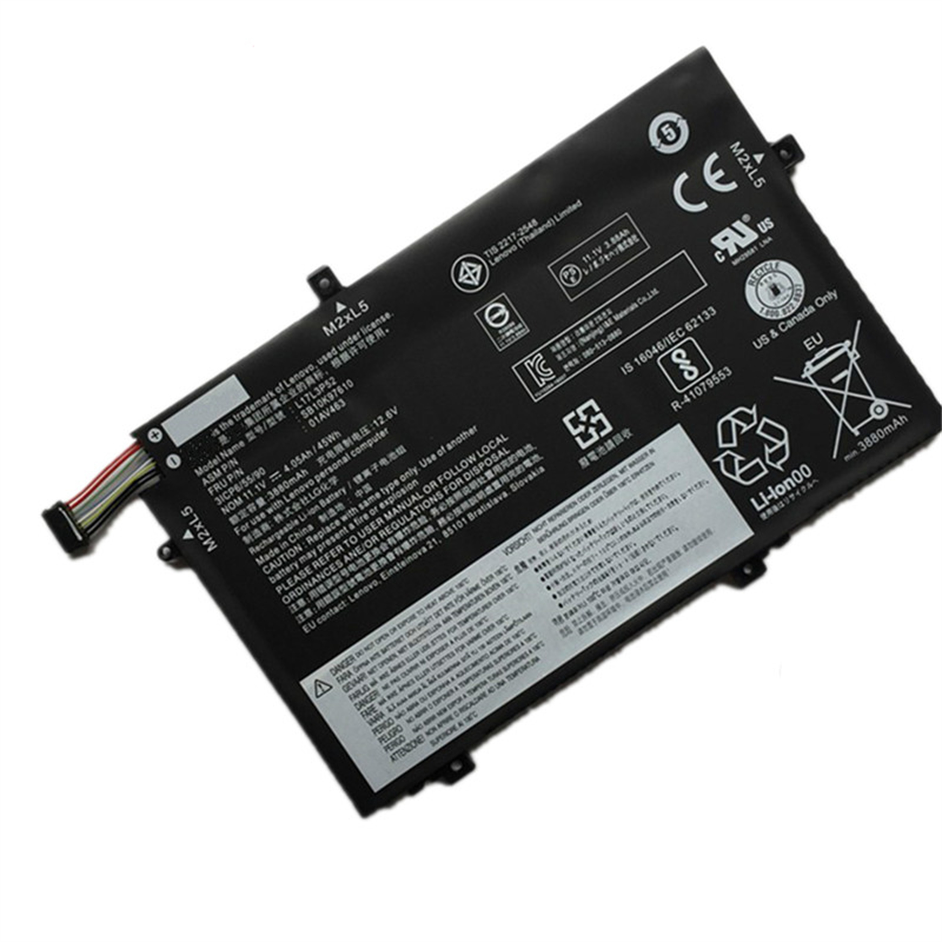 L17L3P52 rechargeable lithium ion Notebook battery Laptop battery For LenovoThinkPad L580 L590 L480 L490 Series Notebook 11.1V 45Wh 4120mAh