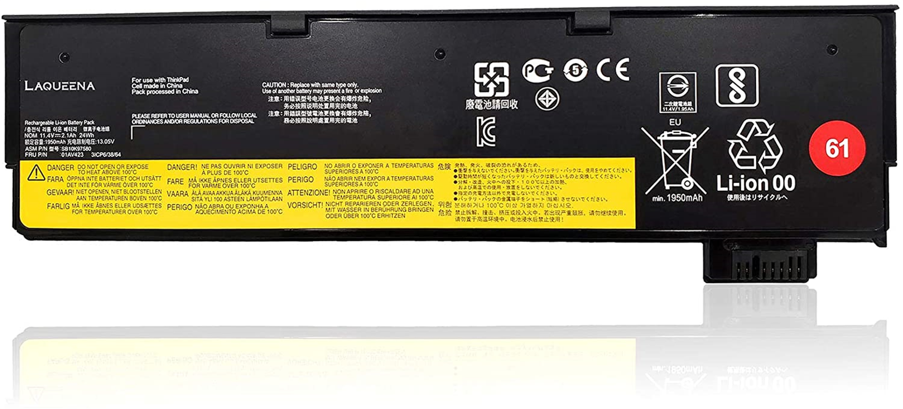 SB10K97580 rechargeable lithium ion Notebook battery Laptop battery For Lenovo ThinkPad A475 A485 T470 T570 T480 T580 P51S P52S TP25 24WH/2100MAH 11.4V 3Cell 