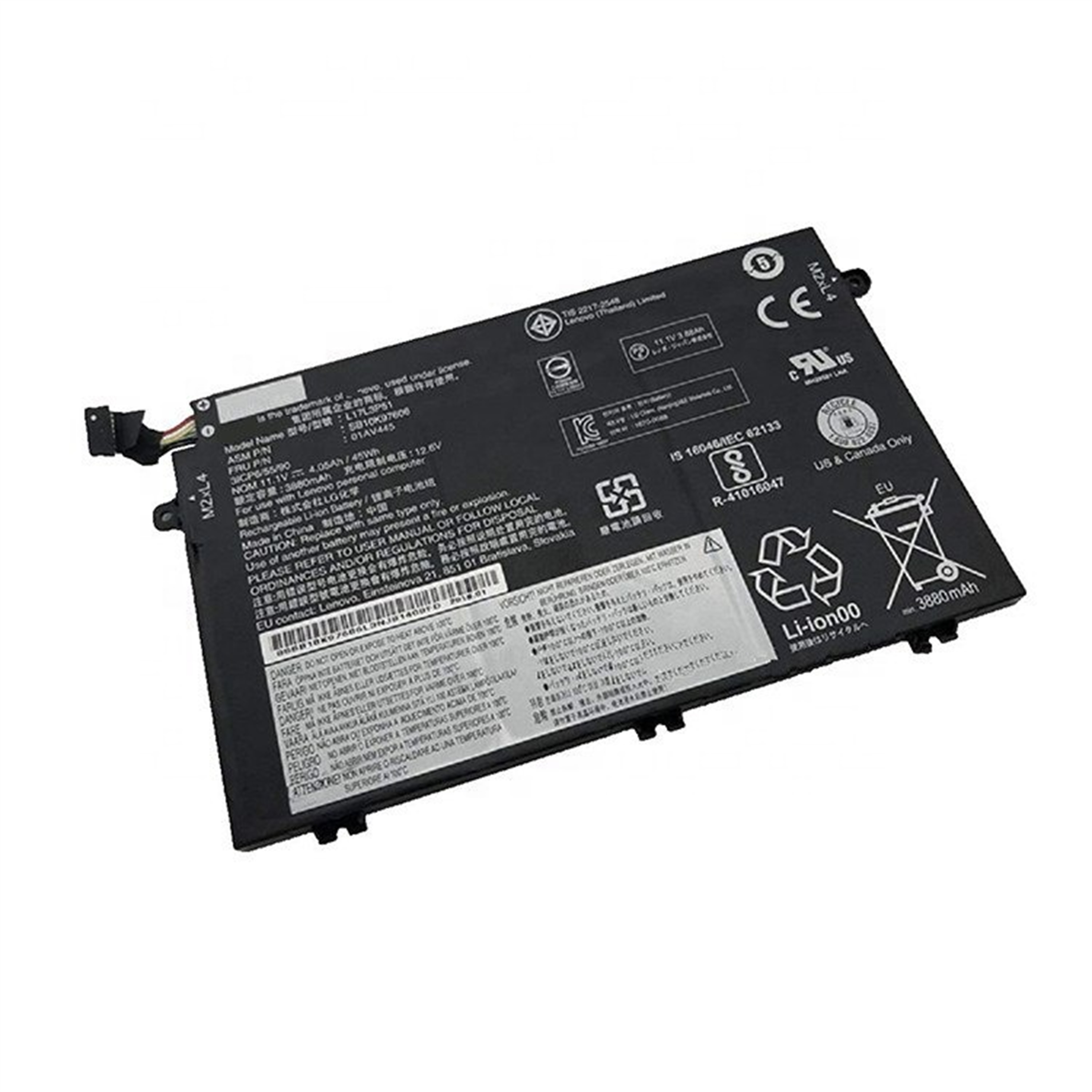 L17M3P51 rechargeable lithium ion Notebook battery Laptop battery For Lenovo ThinkPad E14 E15 E480 E485 E495 E580 E585 E490 E590 E595 11.1V 45Wh/4080mAh 3-Cell